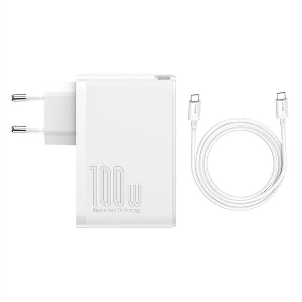 Travel Charger Baseus GaN2 Pro Quick 2x USB + 2x USB-C, 100W, EU (white)