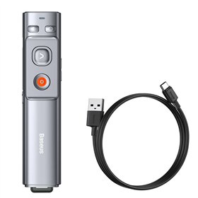 Baseus Orange Dot Multifunctionale remote control for presentation, with a laser pointer - gray