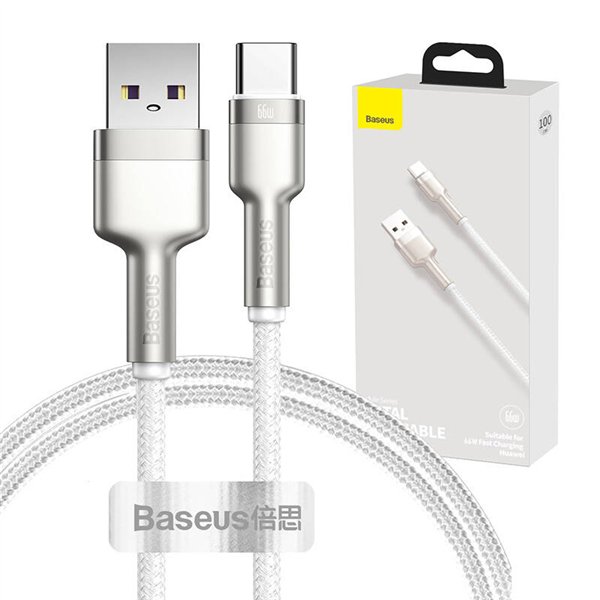 USB cable for USB-C Baseus Cafule, 66W, 1m (white)