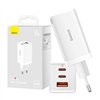 Wall charger Baseus GaN5 Pro 2xUSB-C + USB, 65W (white)