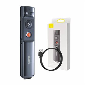Baseus Orange Dot Multifunctionale remote control for presentation, with a green laser pointer - gray