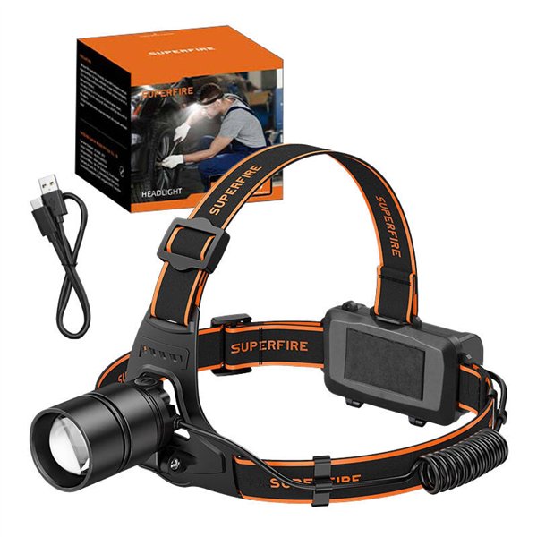 Superfire HL71 headlamp flashlight, 500 lm, USB, 5 modes