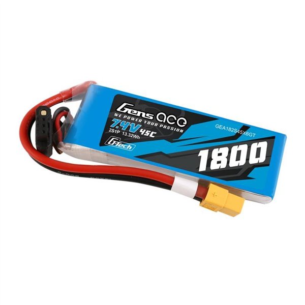 GensAce G-Tech LiPo 1800mAh 7.4V 45C 2S1P XT60 Battery