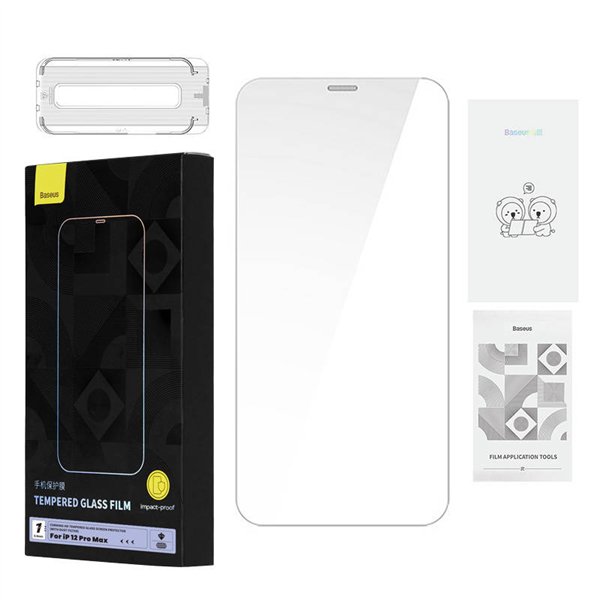 Tempered Glass Baseus 0.4mm Iphone 12 Pro MAX + cleaning kit