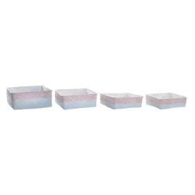 Basket set DKD Home Decor Natural Fibre Mediterranean Boho 26 x 26 x 9 cm 8,5 cm