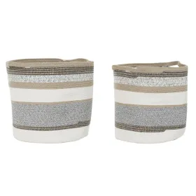Grozs DKD Home Decor Balts Pelēks Dabisks Džuts Džuta (2 Daudzums)