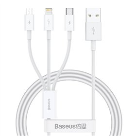 Quick Charge USB to M+L+C Baseus Superior Data 3.5A 1m (White)