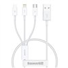 Quick Charge USB to M+L+C Baseus Superior Data 3.5A 0,5m (White)