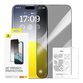 Privacy Protection Tempered Glass Baseus Diamond iPhone 15 Pro