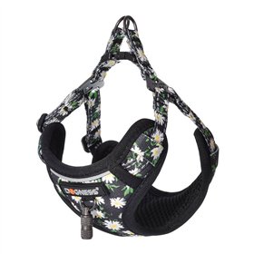 Dog set Dogness harness and leash (Daisy Black)