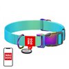 Nylon collar with QR code for Waudog gradient dog, blue , size XL