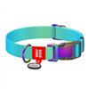 Waudog gradient nylon dog collar with QR code, blue , size M