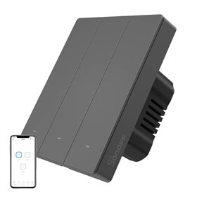Smart WiFi wall switch SONOFF M5-3C-80 (3-channel, for frame, graphite)