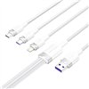 USB 2.0 A to 3-in-1 6A cable Vention CTRWG 1.5M (white)