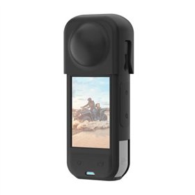 PULUZ silicone protective case with lens cover for Insta360 X5 (black)