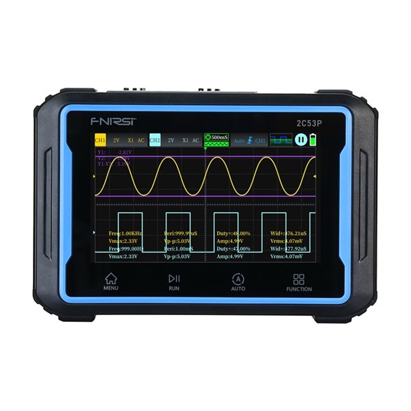 Portable 3-in-1 FNIRSI 2C53P 4.3" touchscreen oscilloscope