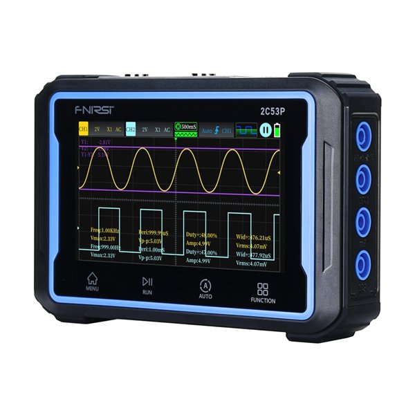 Portable 3-in-1 FNIRSI 2C53P 4.3" touchscreen oscilloscope