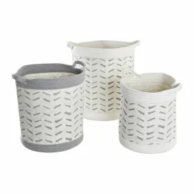 Korisetti DKD Home Decor Valkoinen Harmaa 35 x 35 x 40 cm 3 Kappaletta