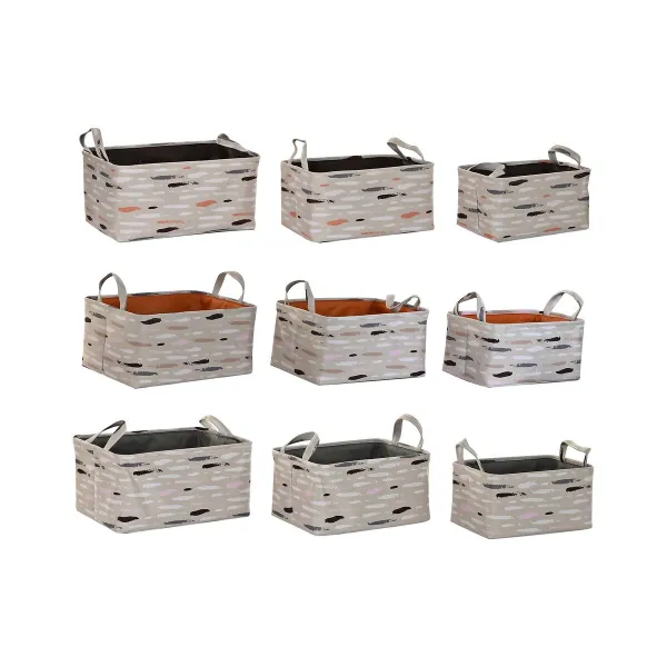 Grozs DKD Home Decor Brūns Pelēks Oranžs 40 x 30 x 20 cm (3 gb.)