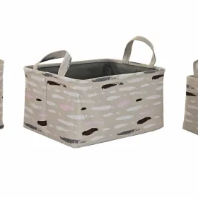 Korisetti DKD Home Decor Ruskea Harmaa Oranssi 40 x 30 x 20 cm (3 osaa)