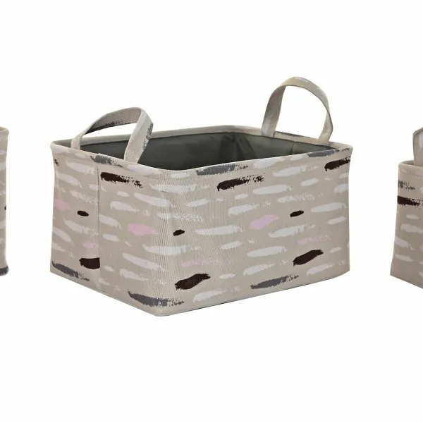 Korisetti DKD Home Decor Ruskea Harmaa Oranssi 40 x 30 x 20 cm (3 osaa)
