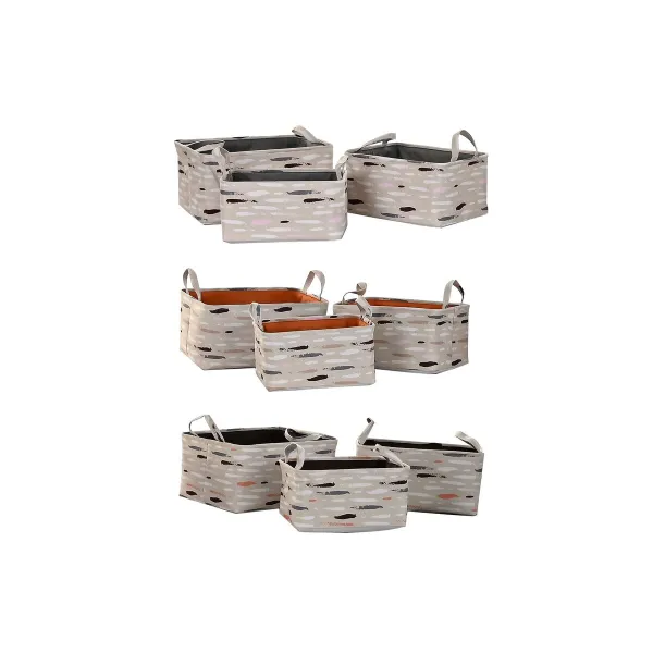 Korisetti DKD Home Decor Ruskea Harmaa Oranssi 40 x 30 x 20 cm (3 osaa)