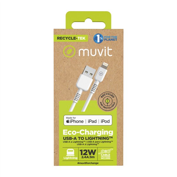 USB uz Lightning Kabelis Muvit for Change Balts