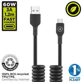 USB A - USB-C kabelis Muvit for Change Juoda