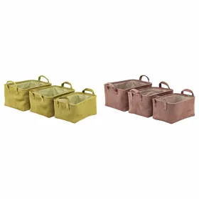 Korisetti DKD Home Decor Sinappi Terrakotta 38 x 29 x 20 cm 3 Kappaletta (2 osaa)