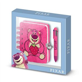 Wire-sidottu vihko kuulakärkikynällä Pixar Pinkki 24 x 23 x 2,5 cm A5