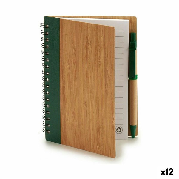 Spiral Notebook with Pen Pincello 1 x 16 x 12 cm Bamboo (12 Units)