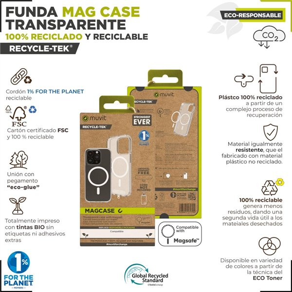 Mobiliojo telefono dėklas Muvit iPhone 15 Plus Clear iPhone 15 Plus