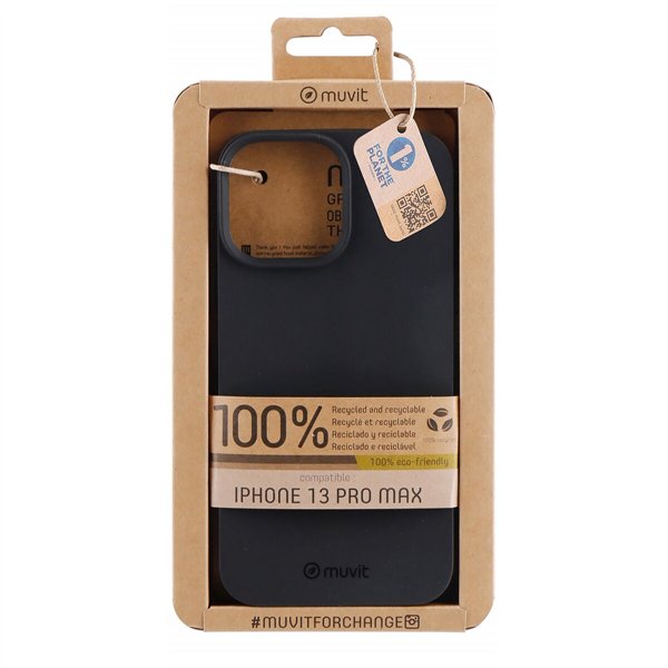 Mobiliojo telefono dėklas Muvit for Change iPhone 13 Pro Max Juoda