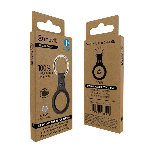 Raktų grandinė Muvit for Change Juoda Dėklas AirTag