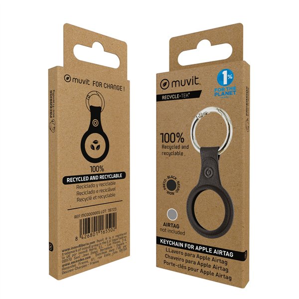 Raktų grandinė Muvit for Change Juoda Dėklas AirTag
