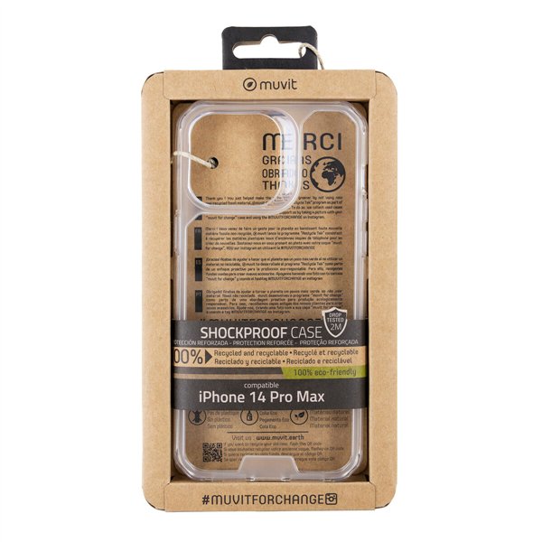Mobiliojo telefono dėklas Muvit for Change iPhone 14 Pro Max Skaidrus