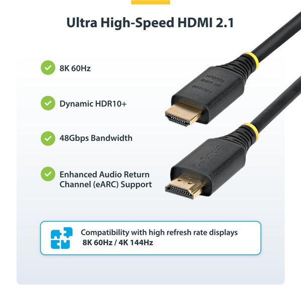 Кабель HDMI Startech HDMI21-CBL-8K60-2M Чёрный 2 m