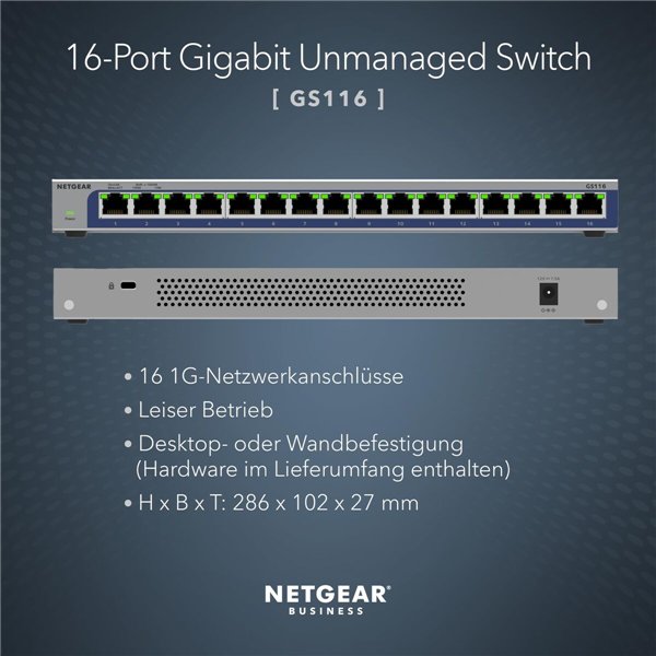 Komutatorius Netgear GS116-300EUS