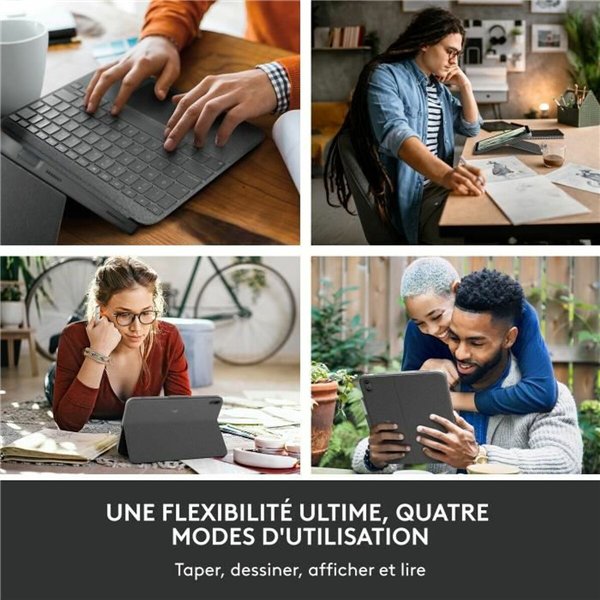 Bluetooth klaviatūra su atrama planšetei Logitech Combo Touch Pilka Prancūzų AZERTY