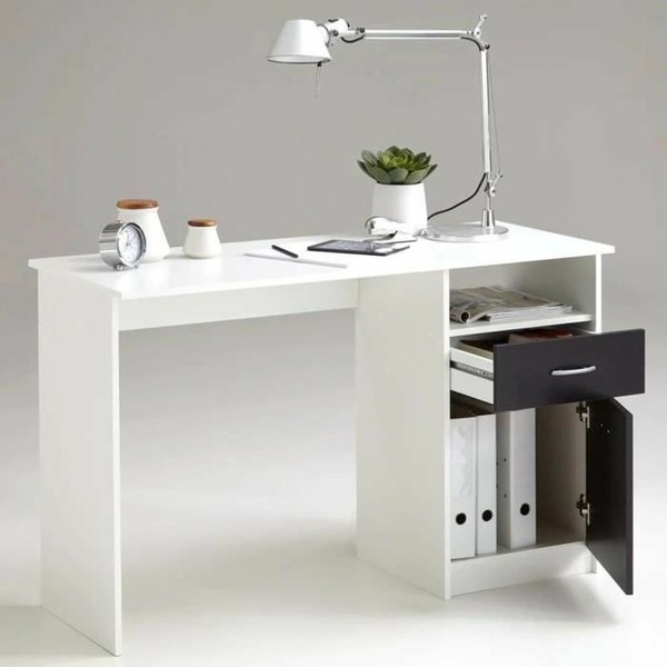 rakstāmgalds FMD JACKSON  Balts Melns 123 x 76,5 x 50 cm Koks