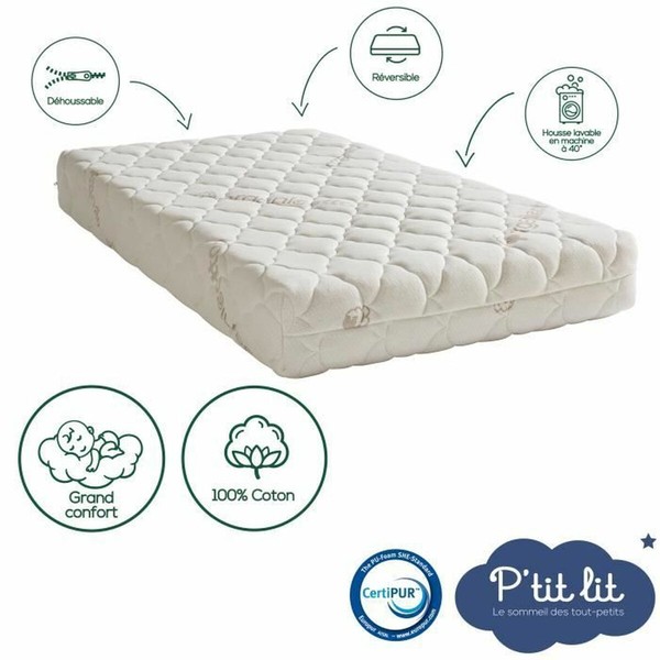 Матрас для кроватки P'TIT LIT Organic Cotton 120 x 60 cm