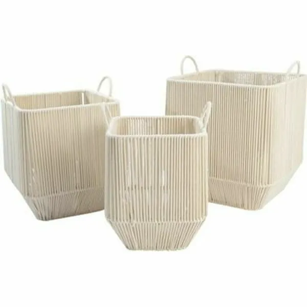 Korisetti DKD Home Decor Beige Metalli (3 Kappaletta)