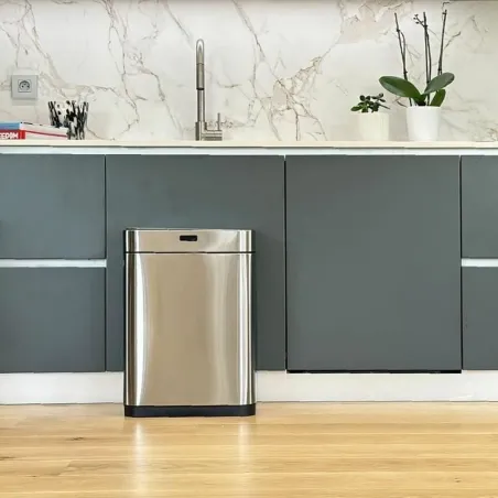 Waste bin Kitchen Move Grey Metal Stainless steel 60 L