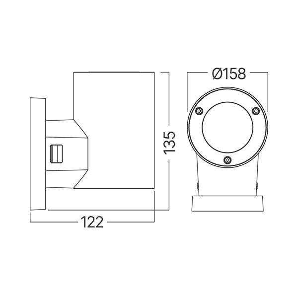BRY- RITA-R-BLC-1xGU10-IP65-WALL LIGHT