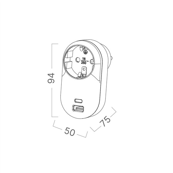 BRY-XLINE-TR1-1WAY-USBA/C-3.1A-W/CP-EU-SOCKET