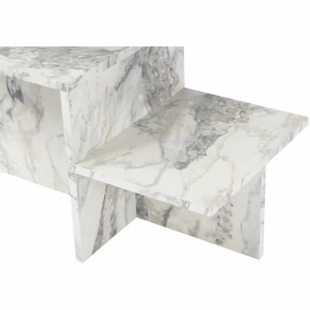 Centre Table Harmony White Grey 80 x 40 x 40 cm Marble