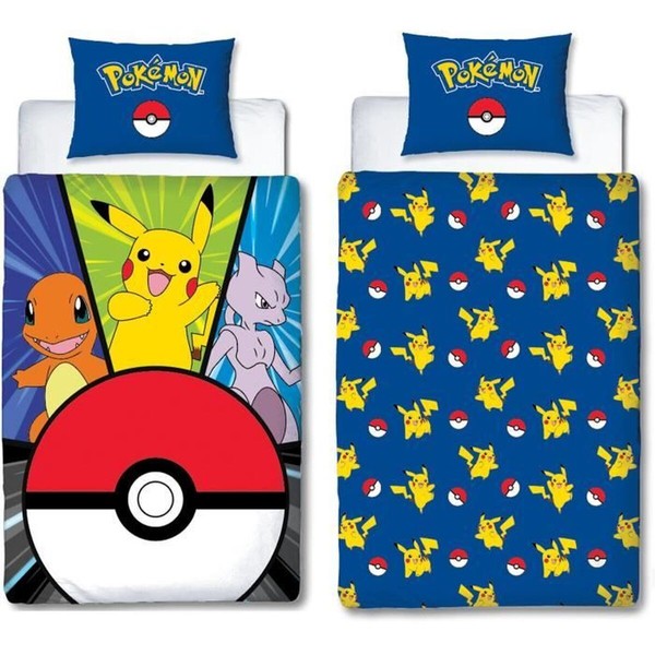 Antklodės užvalkalų rinkinys Pokémon Geltona Balta Raudona Lova 140 2 Dalys