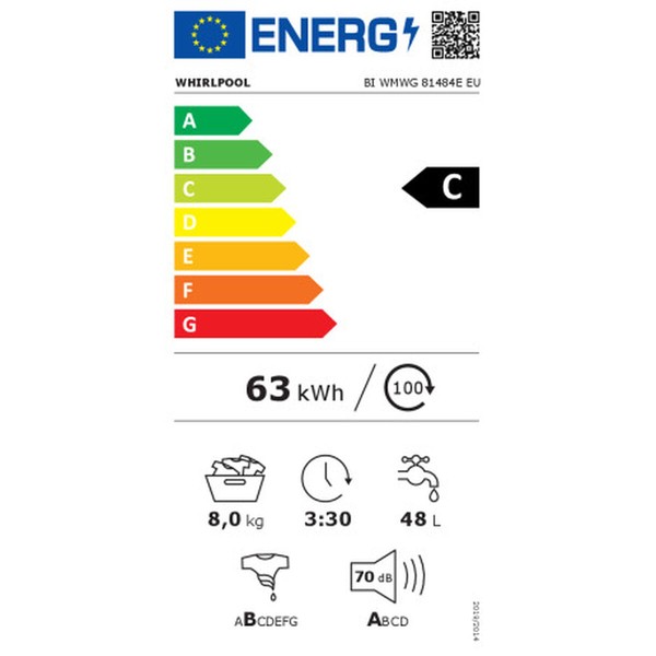 Skalbimo mašina Whirlpool Corporation BIWMWG81485EU 60 cm 8 kg