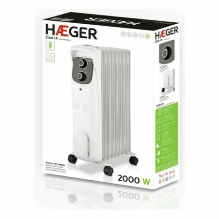 Масляный радиатор (9 секций) Haeger OH-009.006A 2000 W Белый