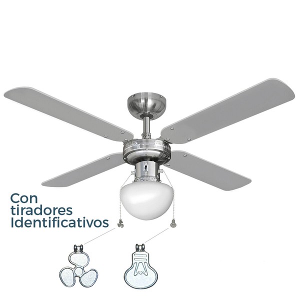 Kattotuuletin valolla EDM 33801 Caribe Hopeinen 50 W